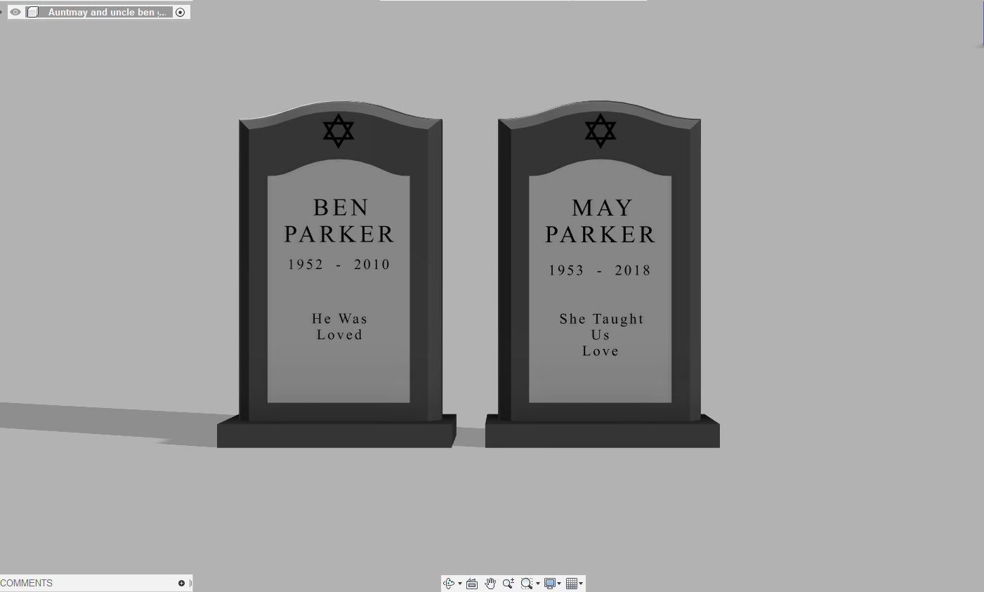 Aunt May and Uncle Ben Gravestones